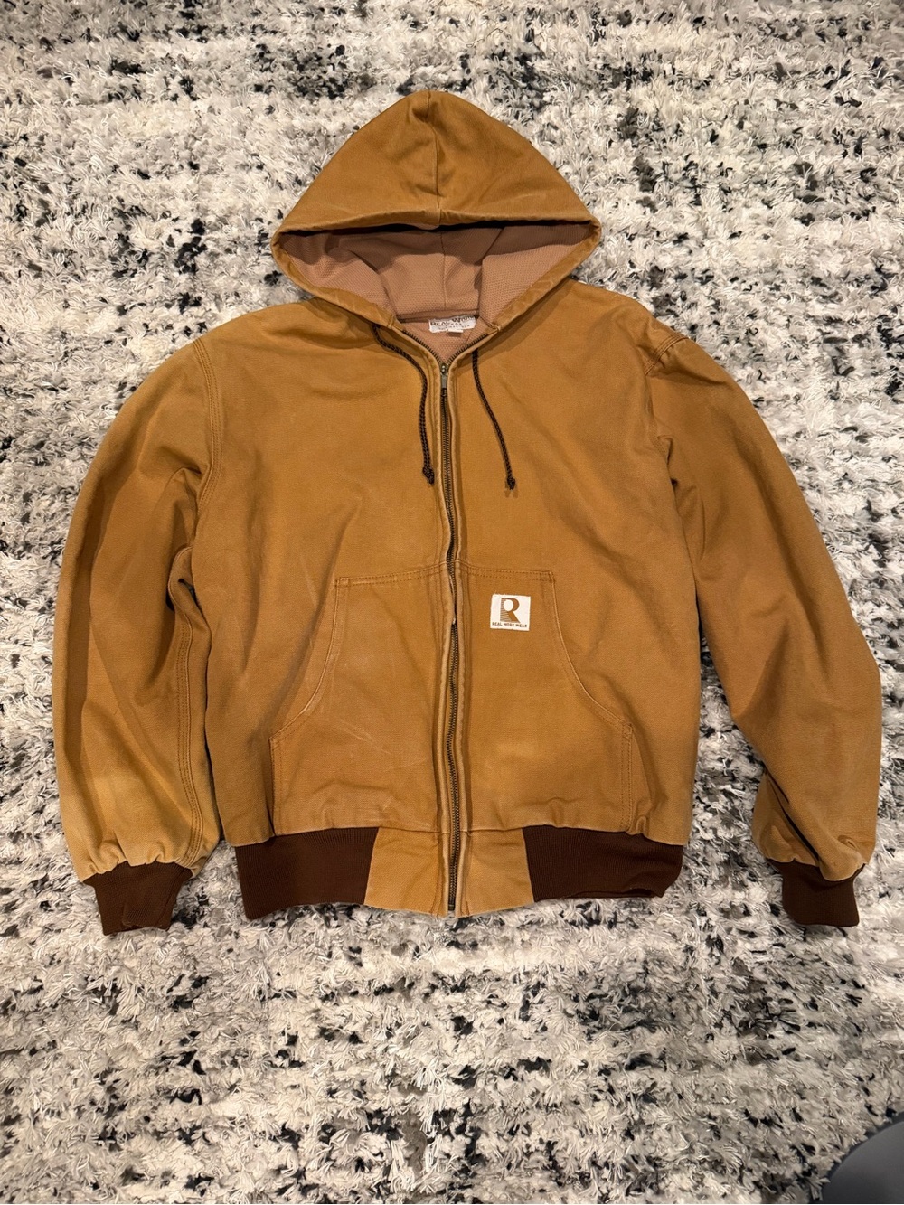 Carhartt-Style Brown Hooded Bomber Jacket